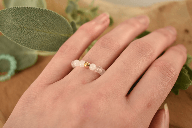 Bague Litho - Quartz rose : Amour