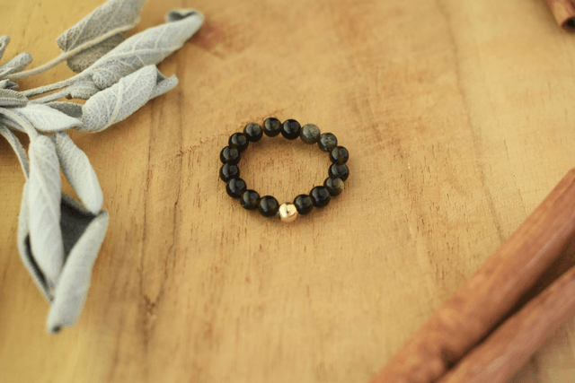 Bague Litho – Obsidienne dorée : Protection & Vérité