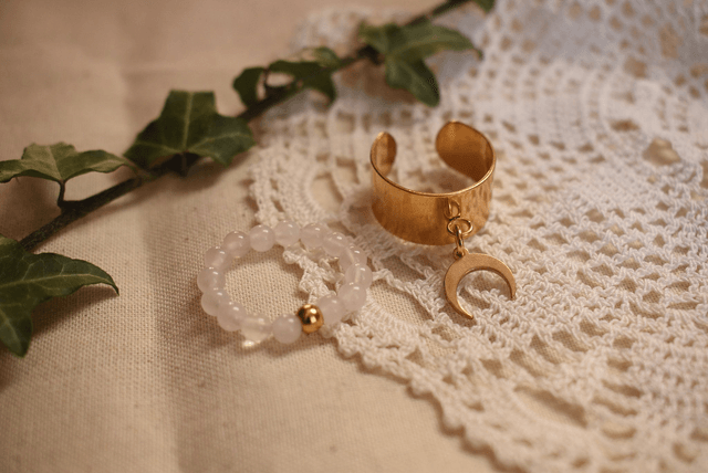Bague Litho - Quartz rose : Amour