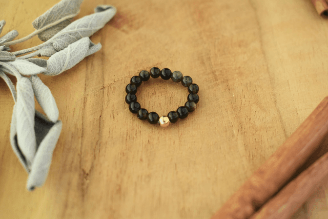 Bague Litho – Obsidienne dorée : Protection &amp; Vérité